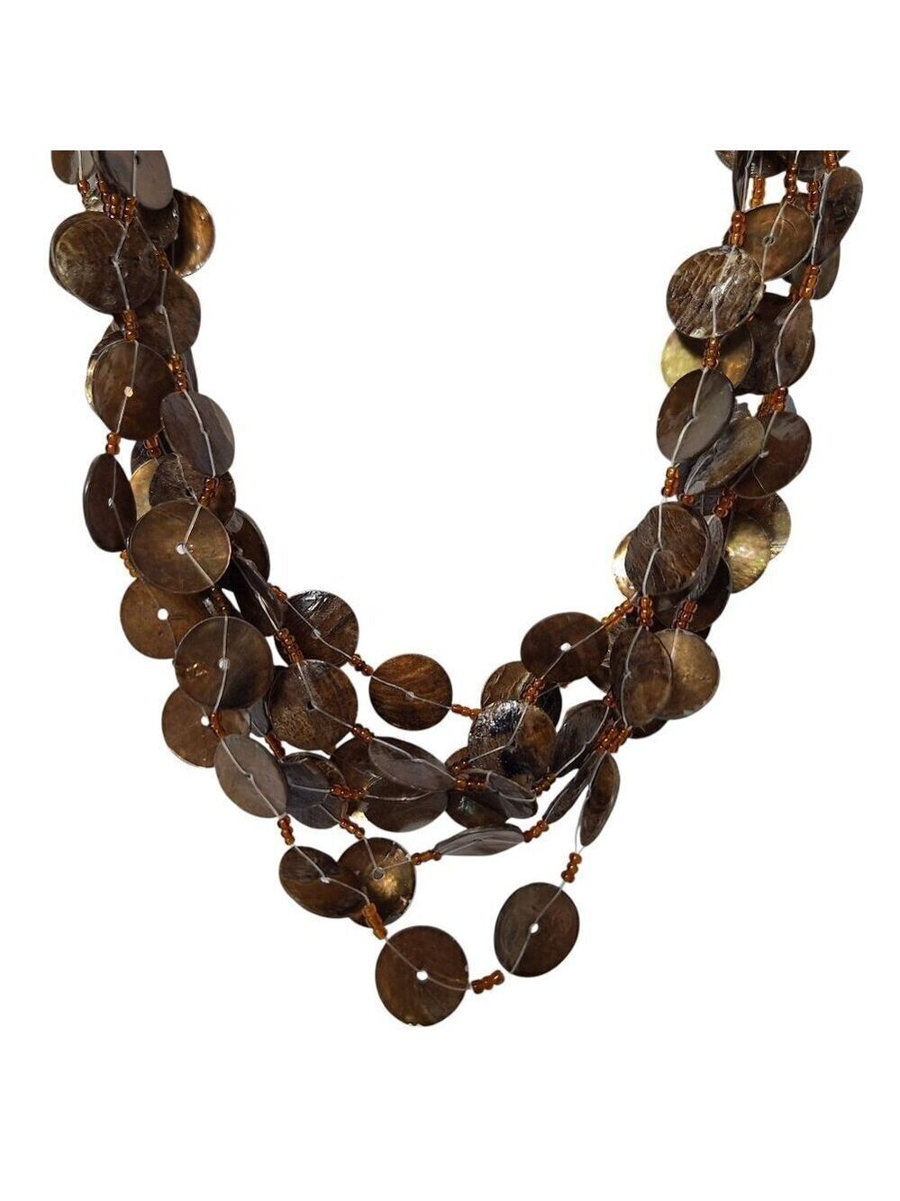 Vintage Boho Brown Beaded Multi Strand Necklace